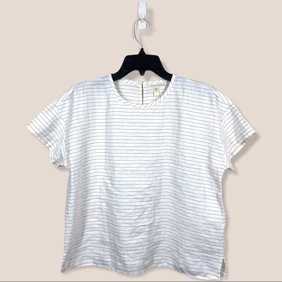 EILEEN FISHER ORGANIC LINEN COTTON STRIPED TOP - Picture 4 of 8